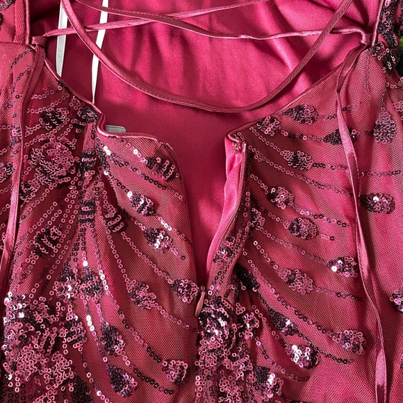 Lulus Keep Glowing Wine Red Sequin Lace-Up Bodycon Mini Dress - Picture 13 of 17